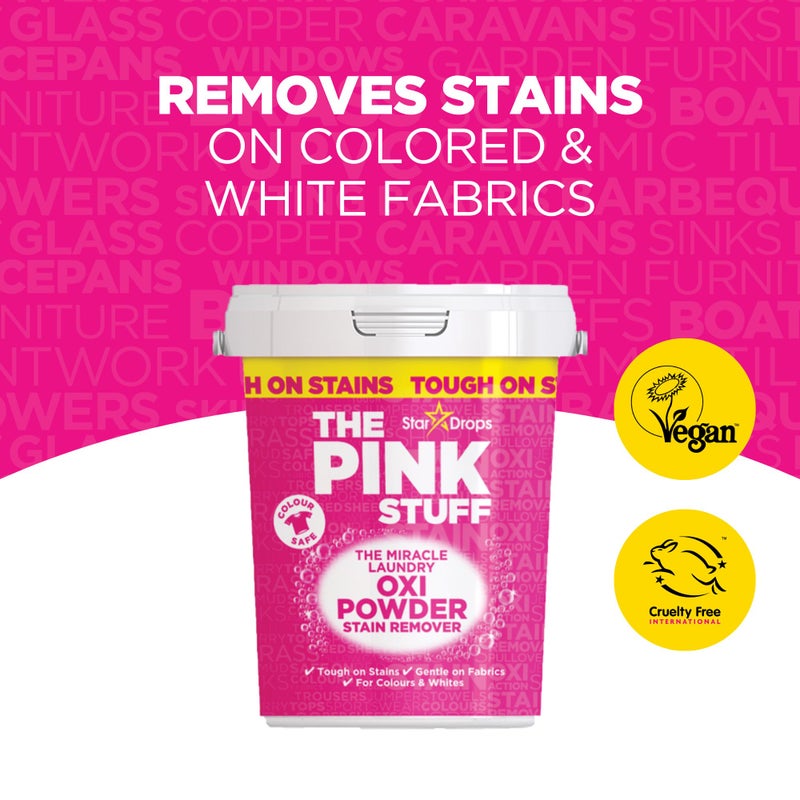 Stardrops The Pink Stuff Miracle Laundry Stain Remover Kit - Oxi Powder for Whites & Colors, Stain Remover Spray - Tough on Stains, Gentle on Fabrics (3-Pack) - Image 2